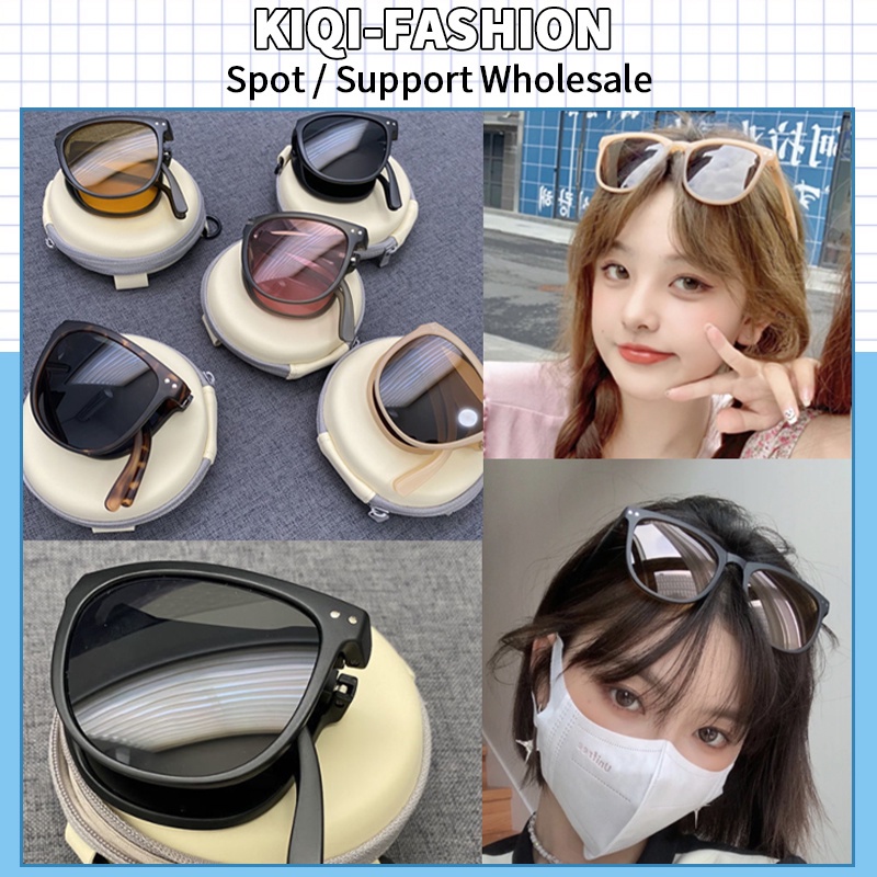 (KIQI-FASHION) COD Kính Mát Chống Tia Uv40 Dạng Gập Thời Trang Cho Nam Nữ