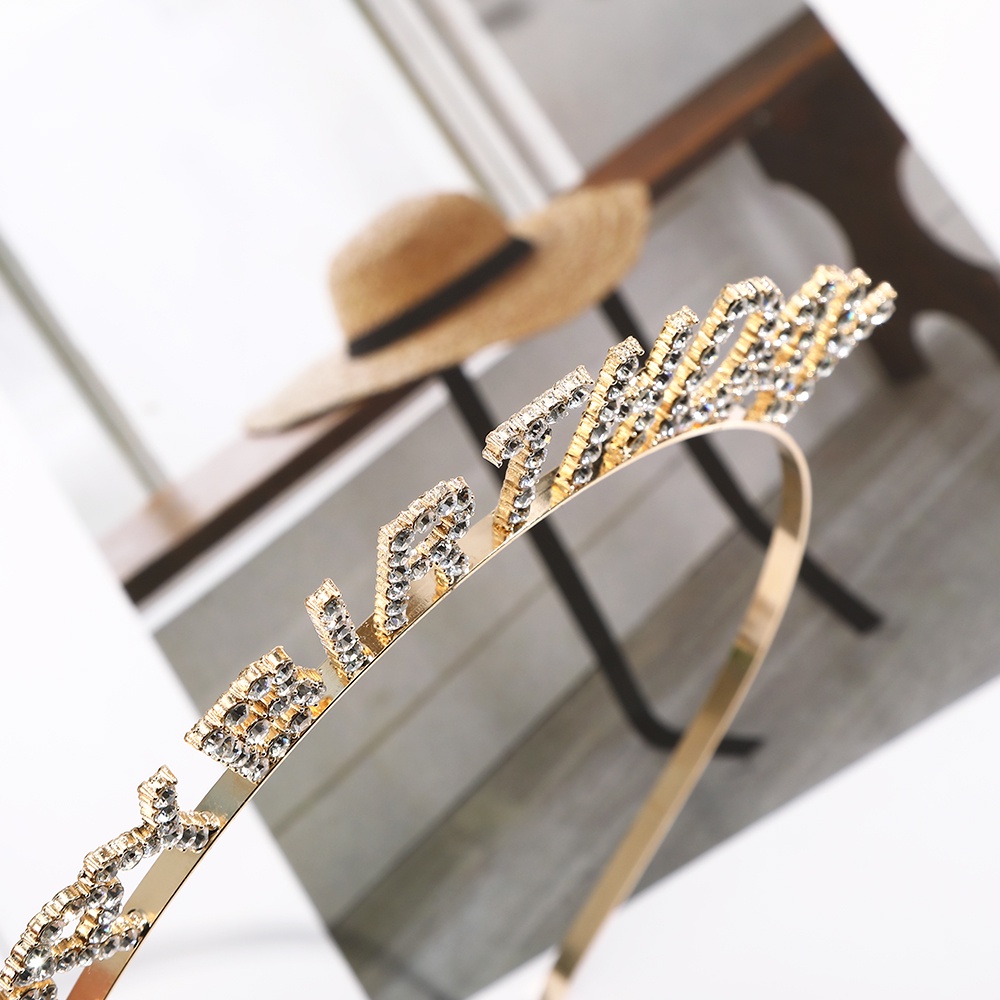 Băng đô Haimeikang họa tiết chữ đính đá phong cách Âu Mỹ cho tiệc sinh nhật