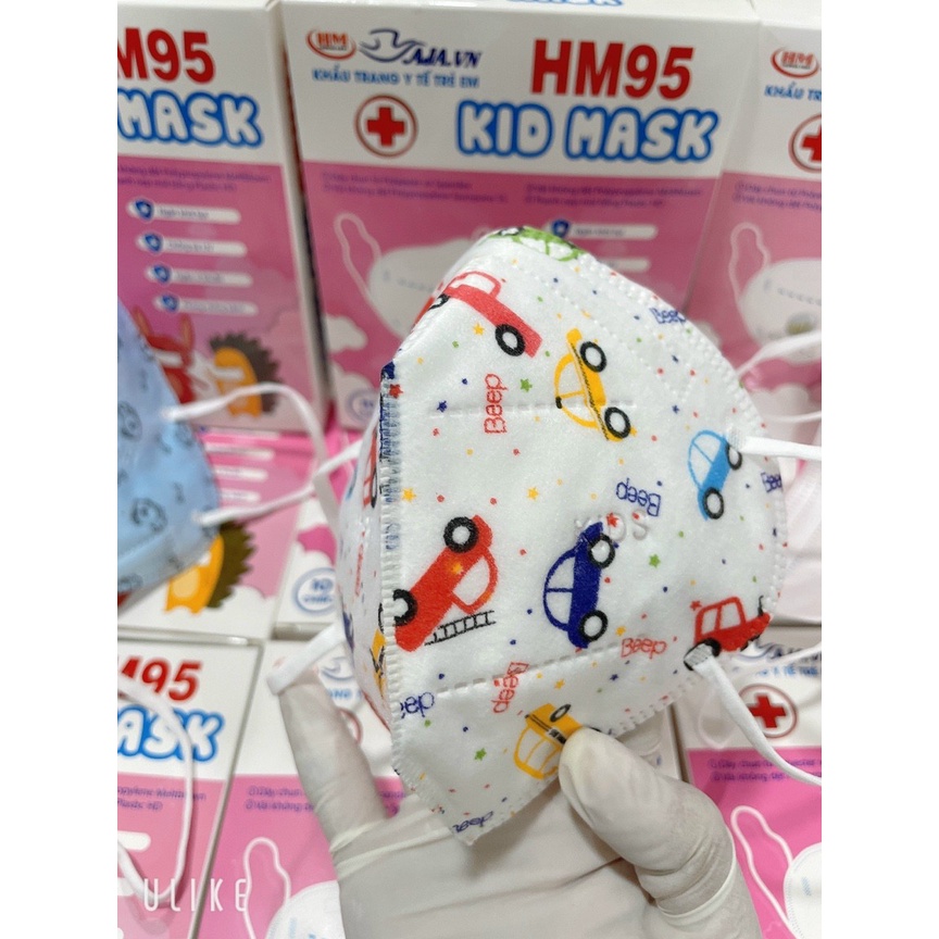 Khẩu trang TRẺ EM 5D cao cấp HM hộp 10 cái Ngăn ngừa bui, vi khuẩn, các bệnh lây truyền qua đường hô hấp