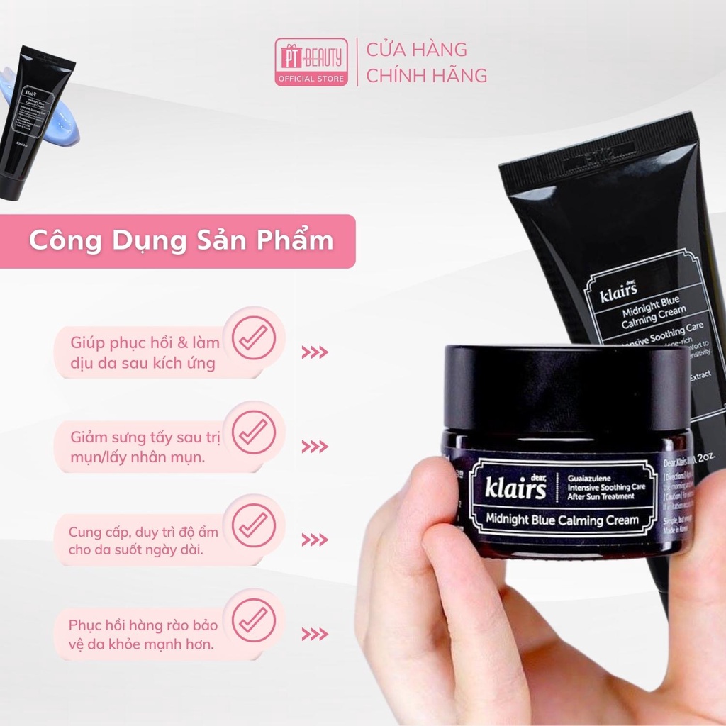 Kem dưỡng cấp ẩm phục hồi da ban đêm Dear Klairs Midnight Blue Calming Cream