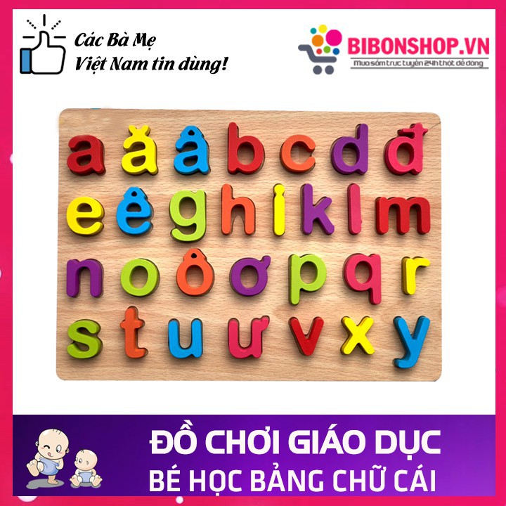 Bảng Chữ Cái Tiếng Việt/Tiếng Anh Bằng Gỗ Cho Bé - Bé Vừa Học Vừa Chơi