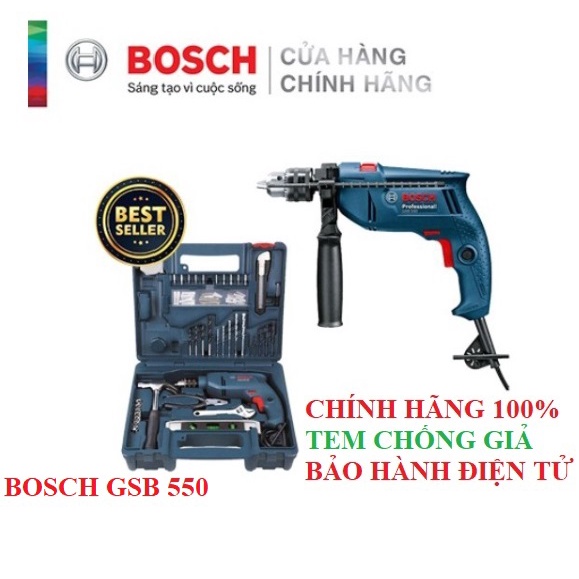 Bộ máy khoan động lực Bosch GSB 550 + SET 100 chi tiết | Thiết bị Hưng Phát