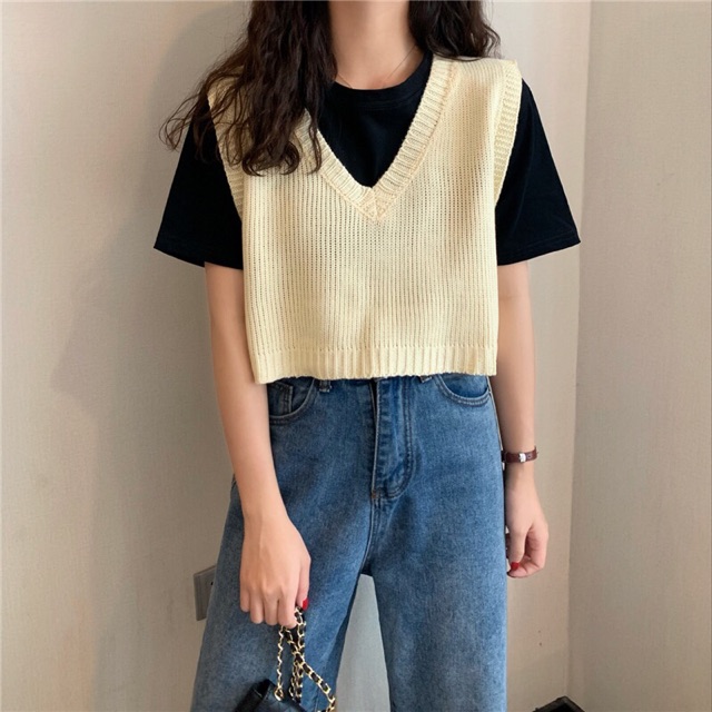 [ORDER] Áo Gile Len Croptop vàng, xanh