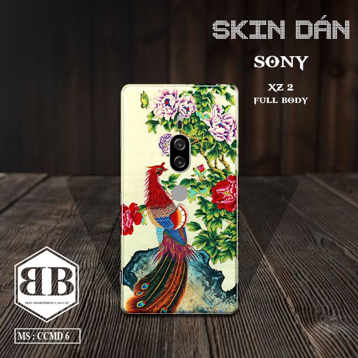 Bộ Skin Dán Sony Xperia XZ2 Premium dán full lưng viền dùng thay ốp lưng điện thoại các mẫu chim công đẹp