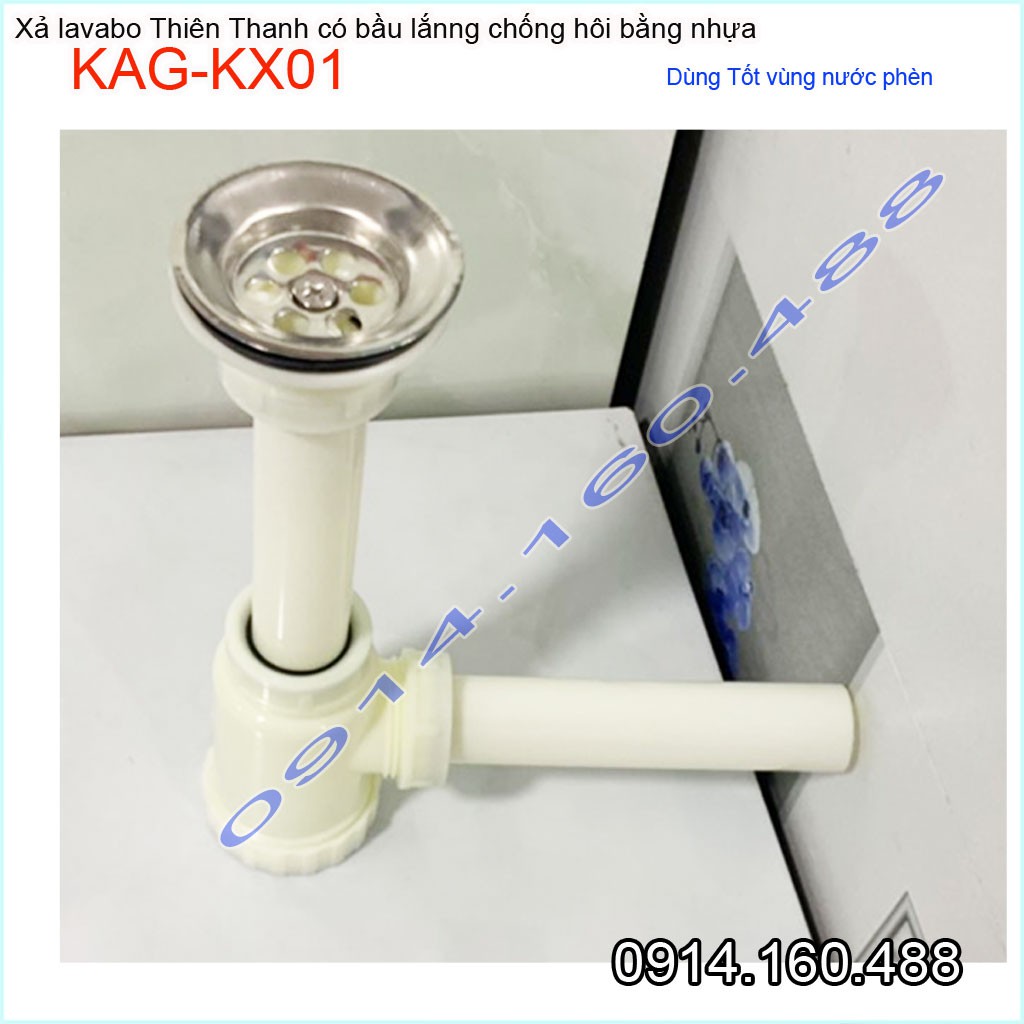 Bộ xả lavabo Thiên Thanh KAG-KX01,xả chậu rửa mặt chặn tóc có bầu lắng chống cặn thoát nhanh xả tốt