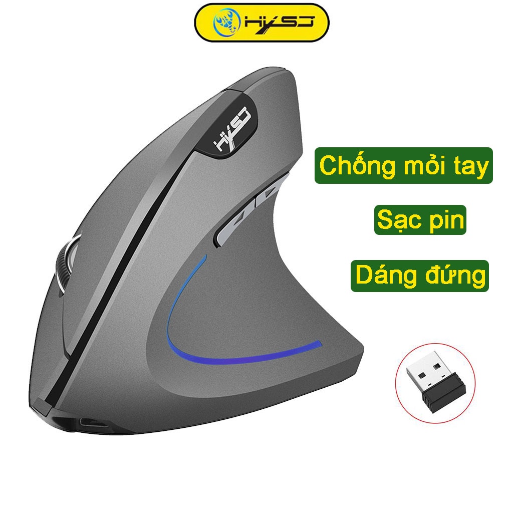 Chuột không dây kiểu đứng HXSJ T22 Sạc pin wireless USB 2.4GHz chống mỏi tay chuyên dùng cho pc laptop macbook ipad tivi