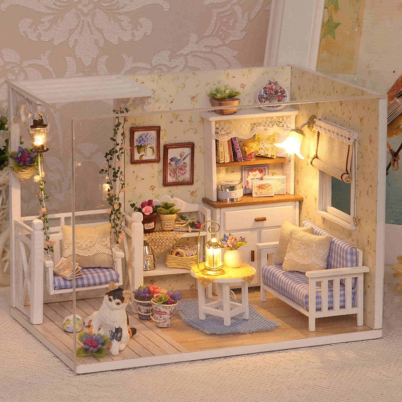 Mô hình nhà búp bê DIY Doll House Miniature_ KITTEN DIARY_Tặng TẤM CHE BỤI + KEO