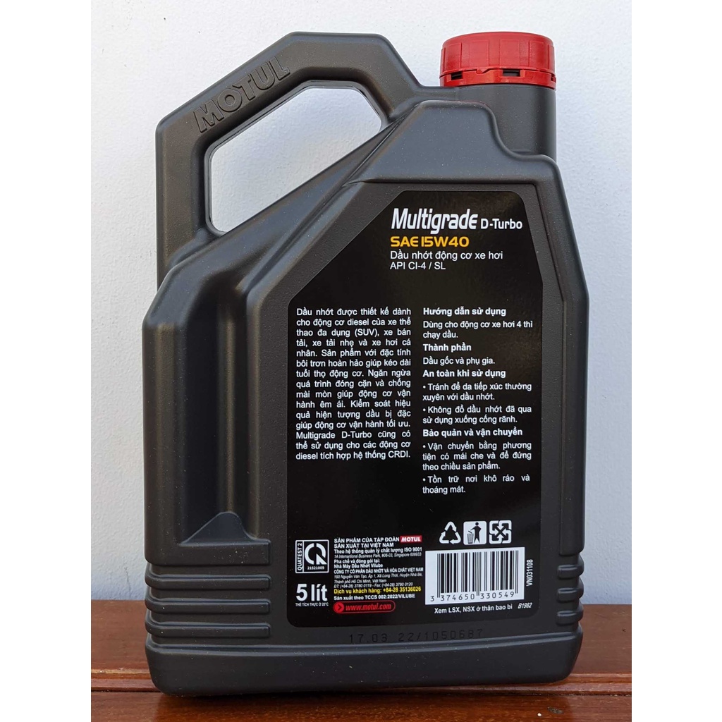 NHỚT MOTUL MULTIGRADE D-TURBO 15W40 CAO CẤP CHO XE 7 CHỖ, XE TẢI, BÁN TẢI MÁY DẦU 5L