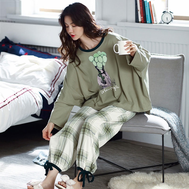 Bộ Đồ Ngủ Nữ Mặc Nhà Vải Co Giãn 4 Chiều  Quần Áo Dài Tay Pijama Ở Nhà Mùa Xuân Thu Đông Hè Dễ Thương Ảnh Thật BĐN39
