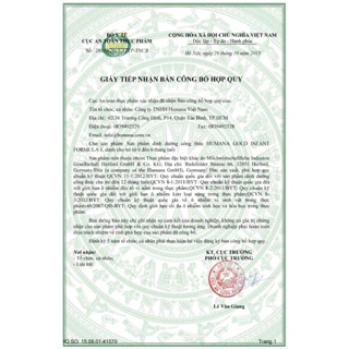 Sữa Humana Gold số 1 - xuất xứ Đức- loại 800gr