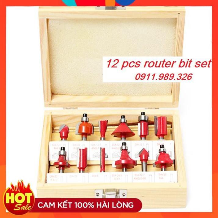 [Hàng Tốt] Bộ mũi phay gỗ cốt 6.35mm hoặc 12.7mm - bộ 12 mũi soi gỗ