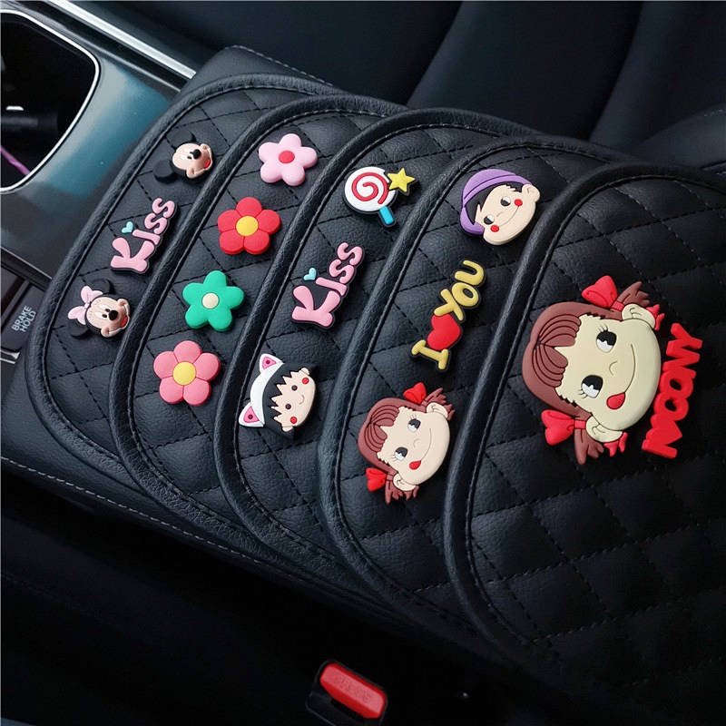 Creative Cute Car Central Armrest Box Mat Universal Car Cartoon Decorative Leather Car Women's Gloves tKYJ