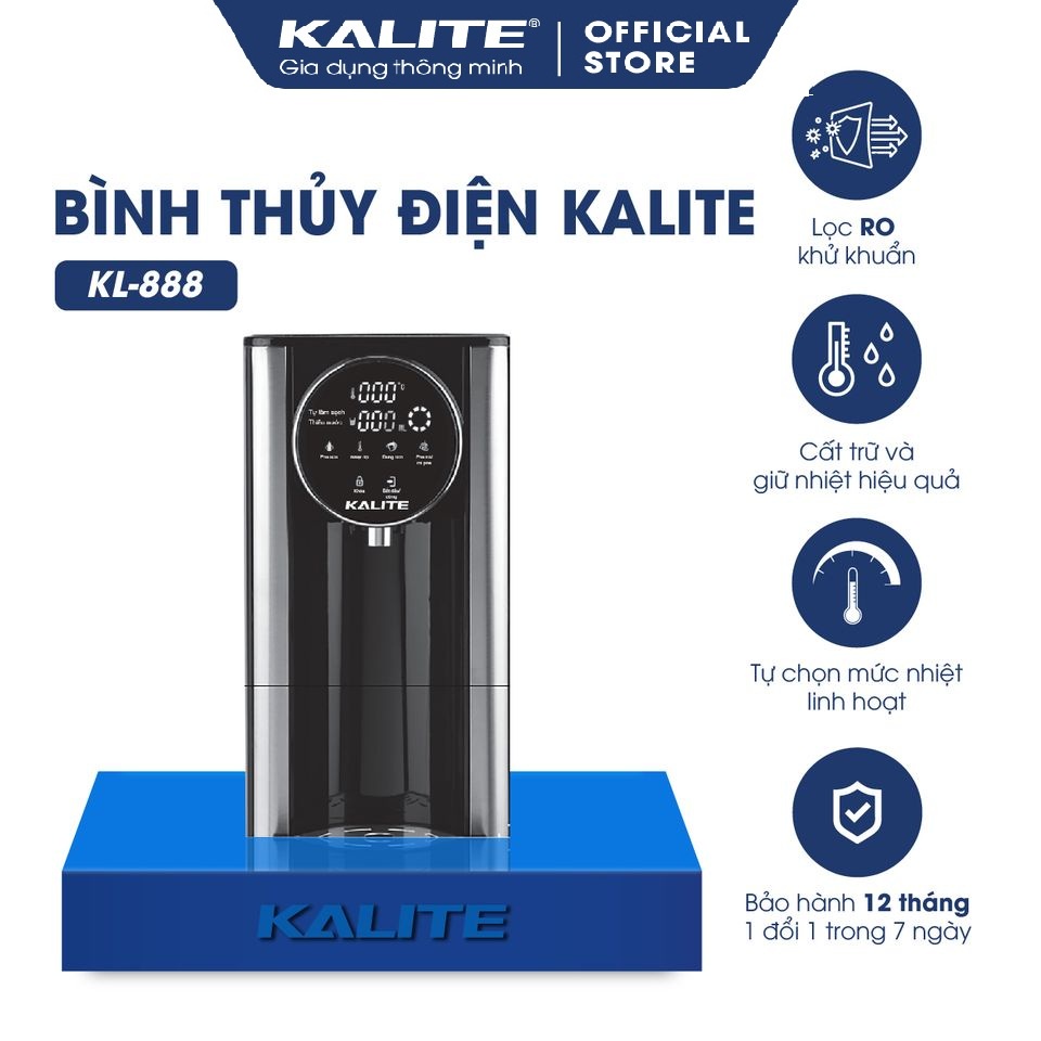 Bình thuỷ điện Kalite KL 888 dung tích 2,7L, bình pha trà pha cafe có lọc nước RO