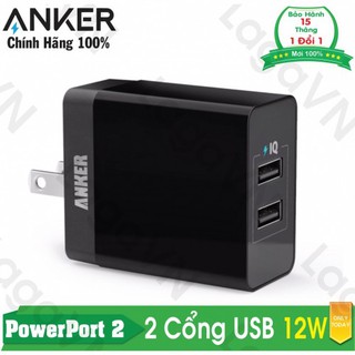 [TRỢ GIÁ] Cục sạc 2 cổng ANKER PowerPort 2 Lite IQ 12W - A2129
