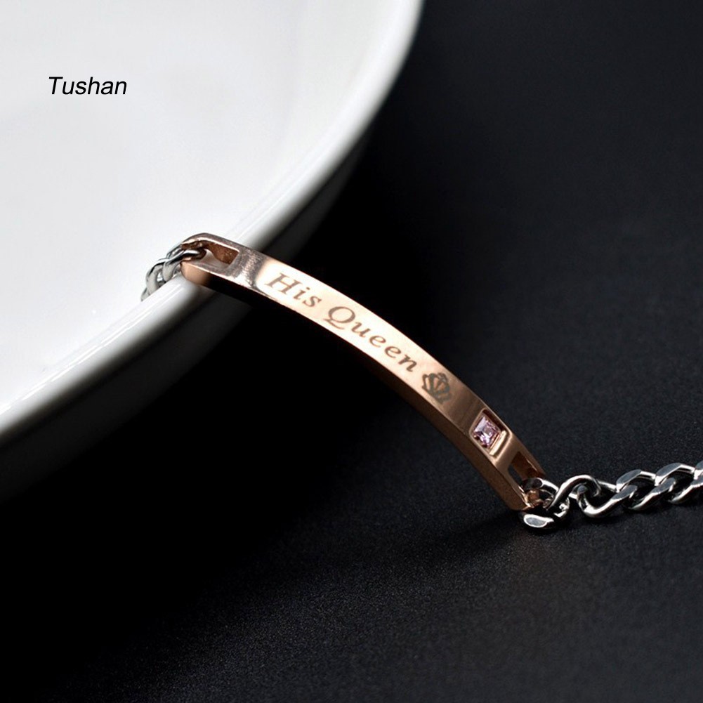 TUSH_His Queen Her King Crown Couple Lover Wristband Bracelet Bangle Jewelry Gift