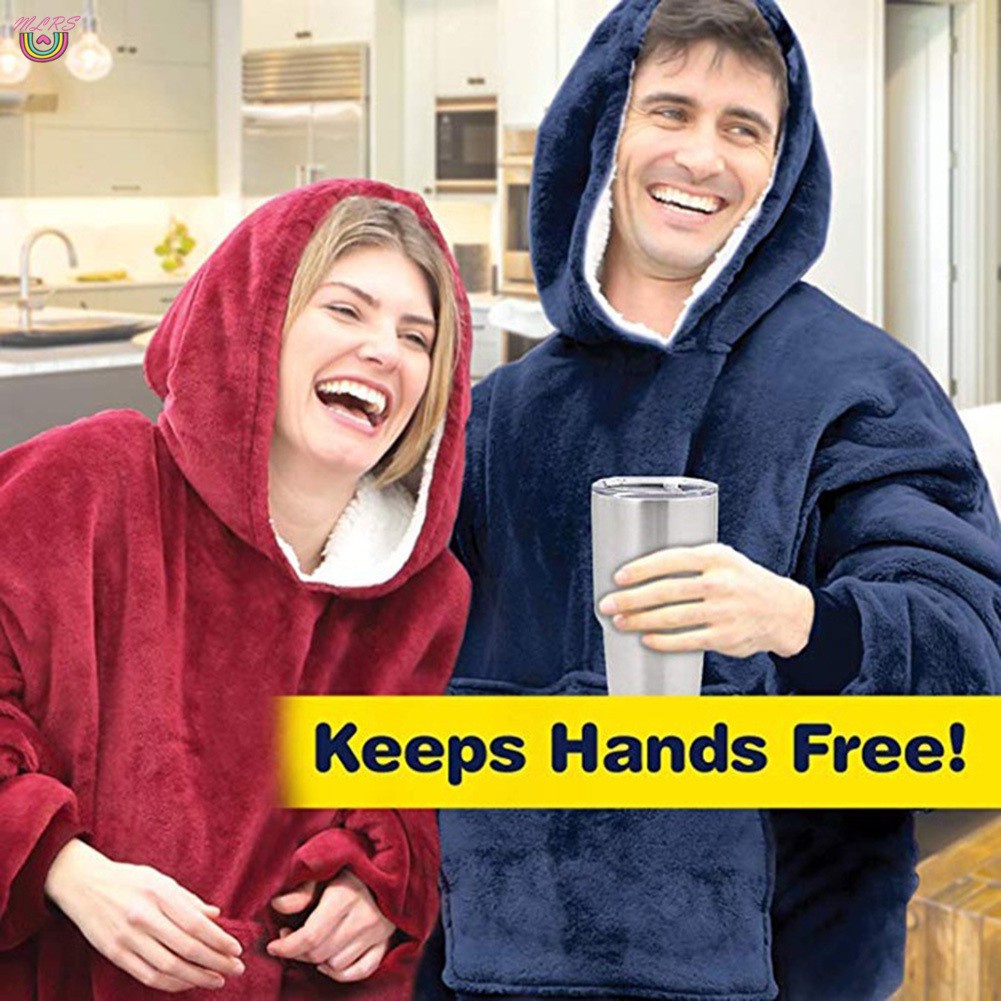 Áo hoodie siêu mềm dạng chăn bằng vải nỉ ấm áp với túi lớn dáng rộng thoải mái dành cho cả nam và nữ