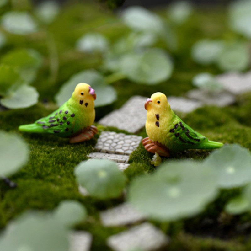 Set 2 mô hình vẹt mini trang trí sân vườn