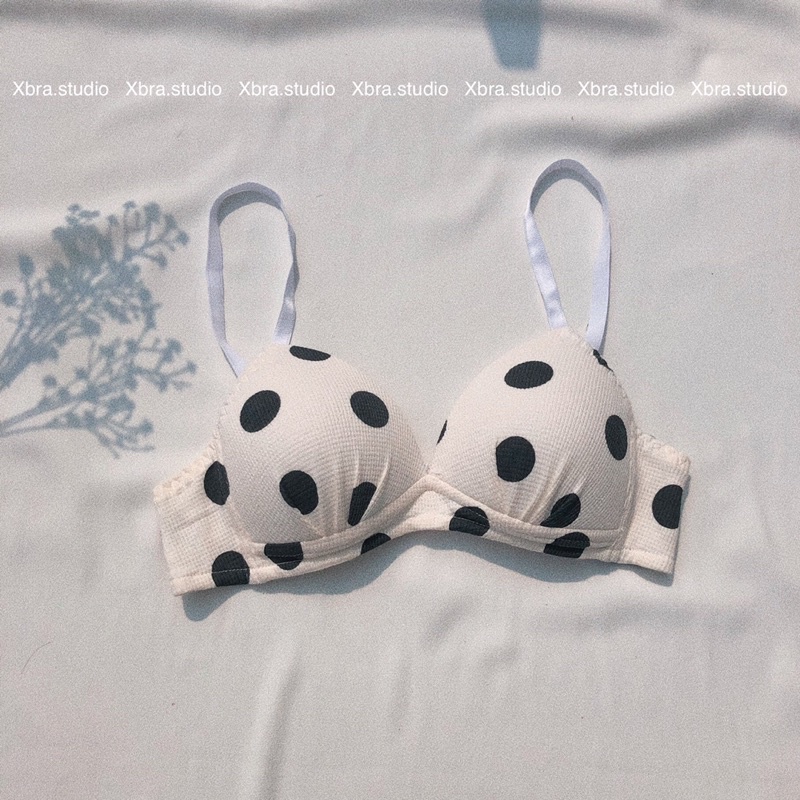 Bộ đồ lót cotton chấm bi to áo bralette