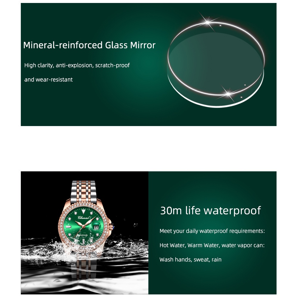 Đồng Hồ CHENXI Bằng Thép Không Gỉ Mạ Vàng Hồng Sang Trọng Chống Thấm Nước Dành Cho Nữ