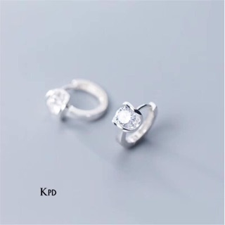 BÔNG TAI KHOEN TRÒN ĐÍNH ĐÁ CHO BÉ GÁI - BÔNG TAI TRẺ CON BẠC TA