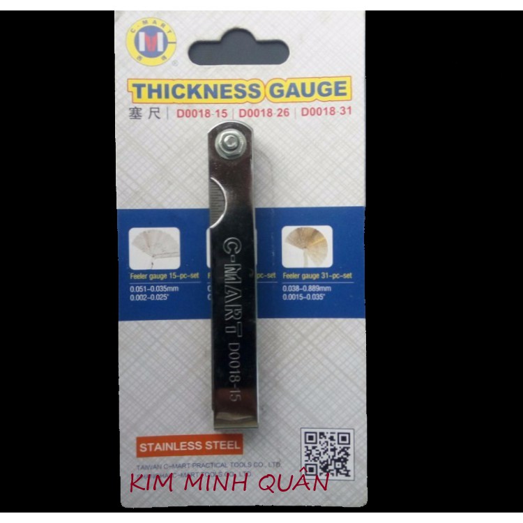 Thước Lá Đo Khe ( Chỉnh Xú Páp ) 26 Lá Độ Dày 0.03 ~0.63mm D0018-26 CMART