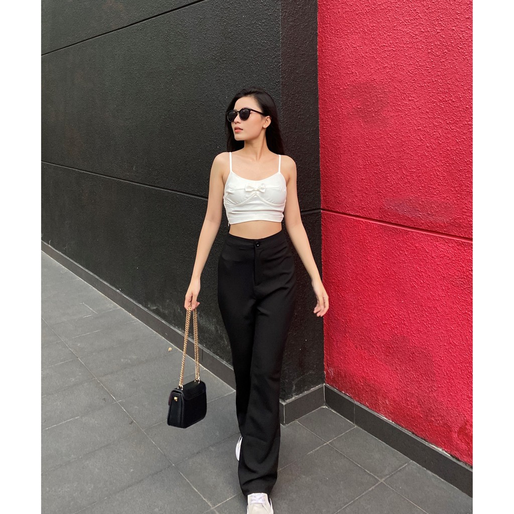 Anniegals - Áo 2 dây cột nơ trắng - Bow Vest Top
