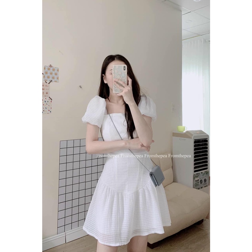 ĐẦM TRẮNG CỔ VUÔNG CÚP NGỰC ĐUÔI CÁ 1 chiếc đầm thú vị này nàng có thể tùy ý biến hóa