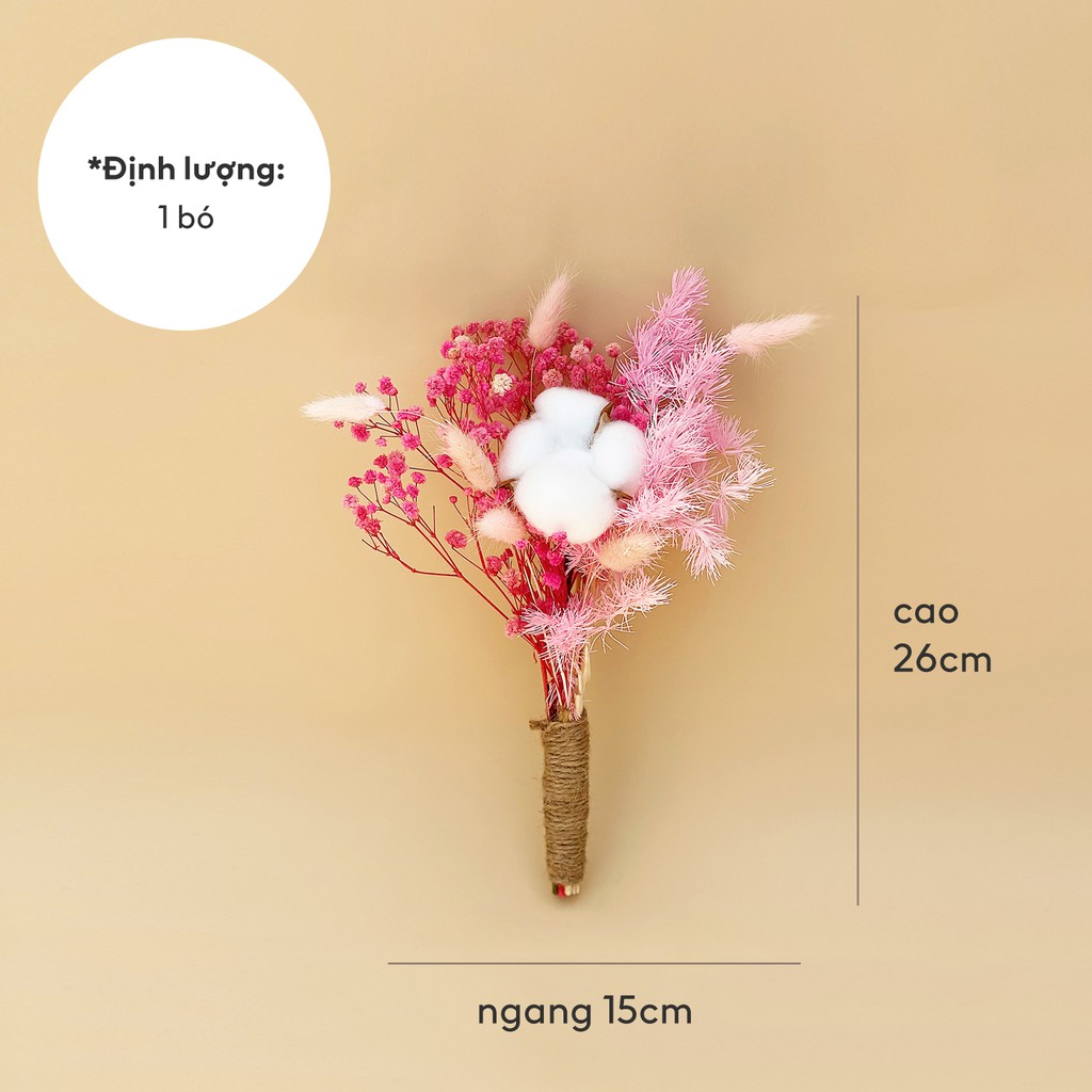 Combo hoa bông gòn cotton Happy flower decor sang trọng cắm bình trang trí nhà cửa, phòng ngủ