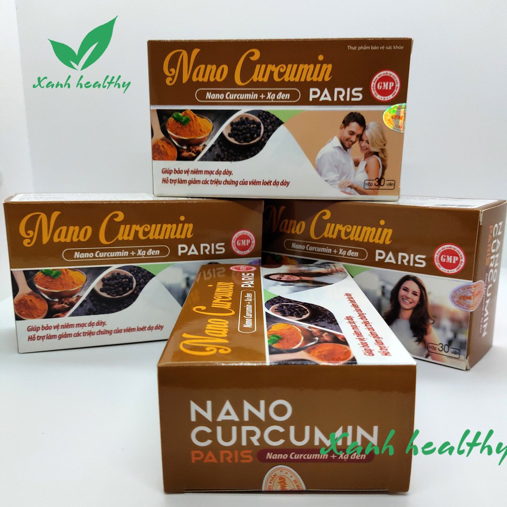 Viên uống Nano Curcumin Paris Xạ đen, Tam thất -Giảm các triệu chứng viêm loét dạ dày, tá tràng an toàn hiệu quả -30v