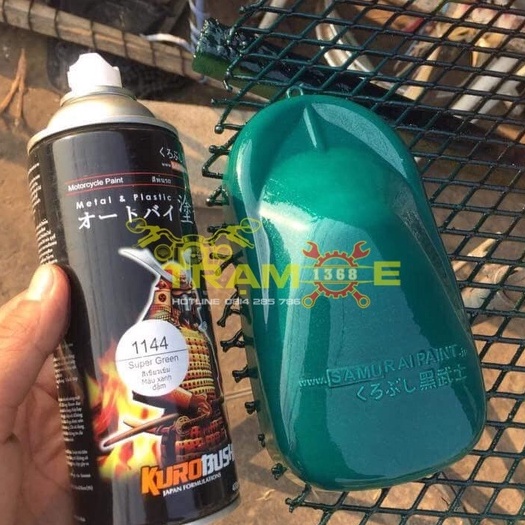 Chai sơn xịt Samurai màu xanh rêu 1144 (xanh nhớt) ánh kim 400ml chuyên sơn xe máy ô tô