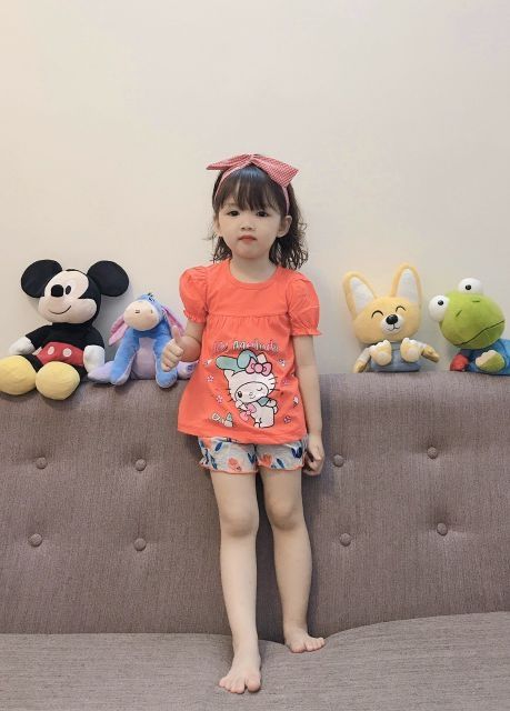 Bộ cộc cotton bé gái xuất dư 1-8 tuổi