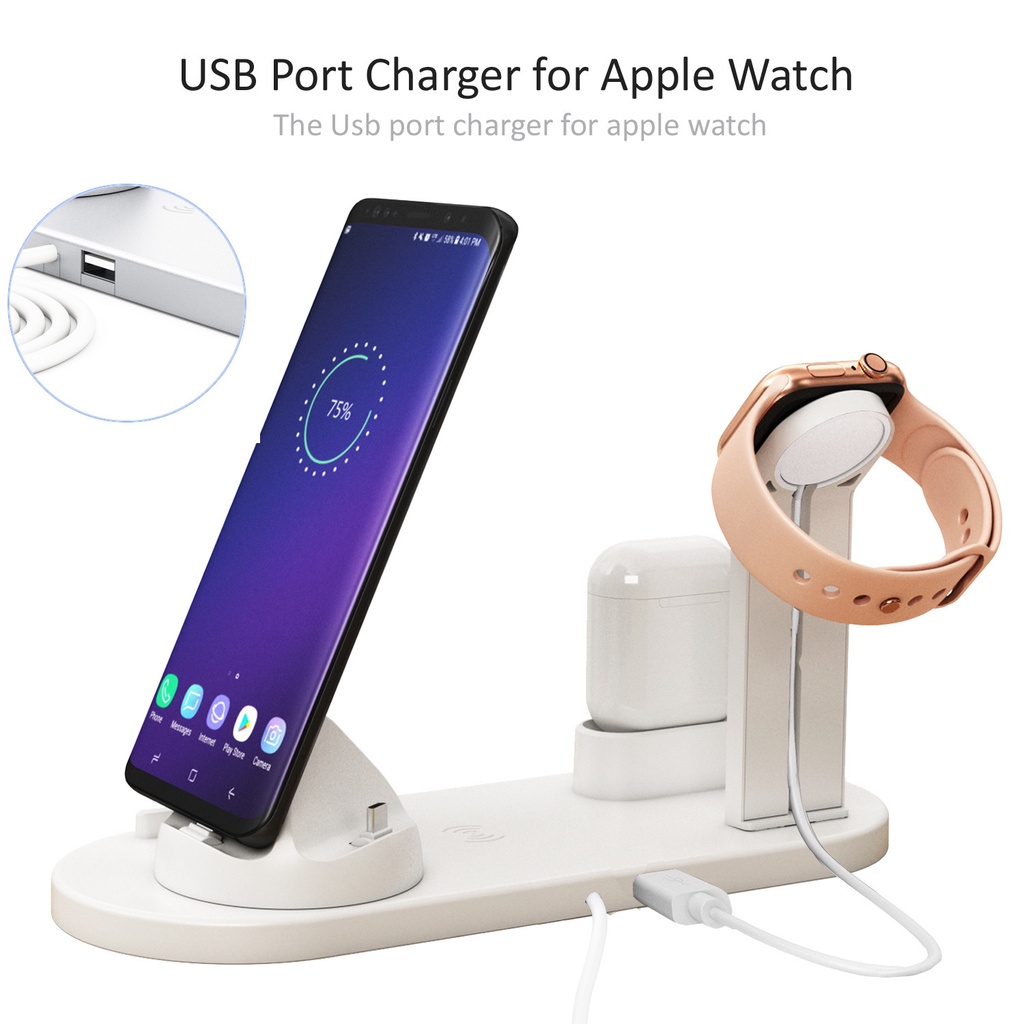 Đế Sạc Không Dây 3 Trong 1 360 Độ 3 Trong 1° Đế Sạc Chống Tĩnh Điện Cho Điện Thoại Android / IOS