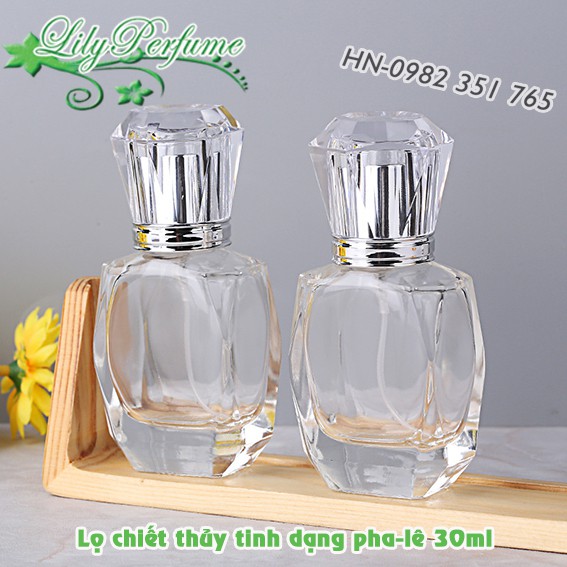 Lọ chiết nước hoa 30ml thủy tinh dạng pha lê