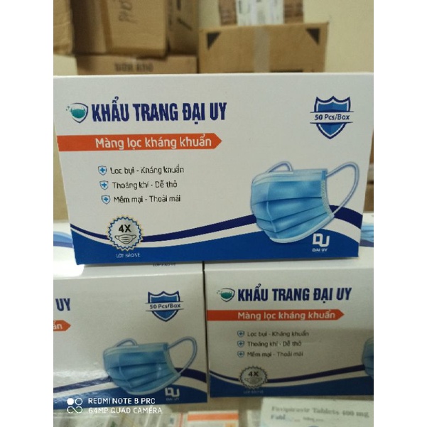 khẩu trạng kháng khuẩn Đại uy 4 lớp hàng chuẩn hộp 50 chiếc.