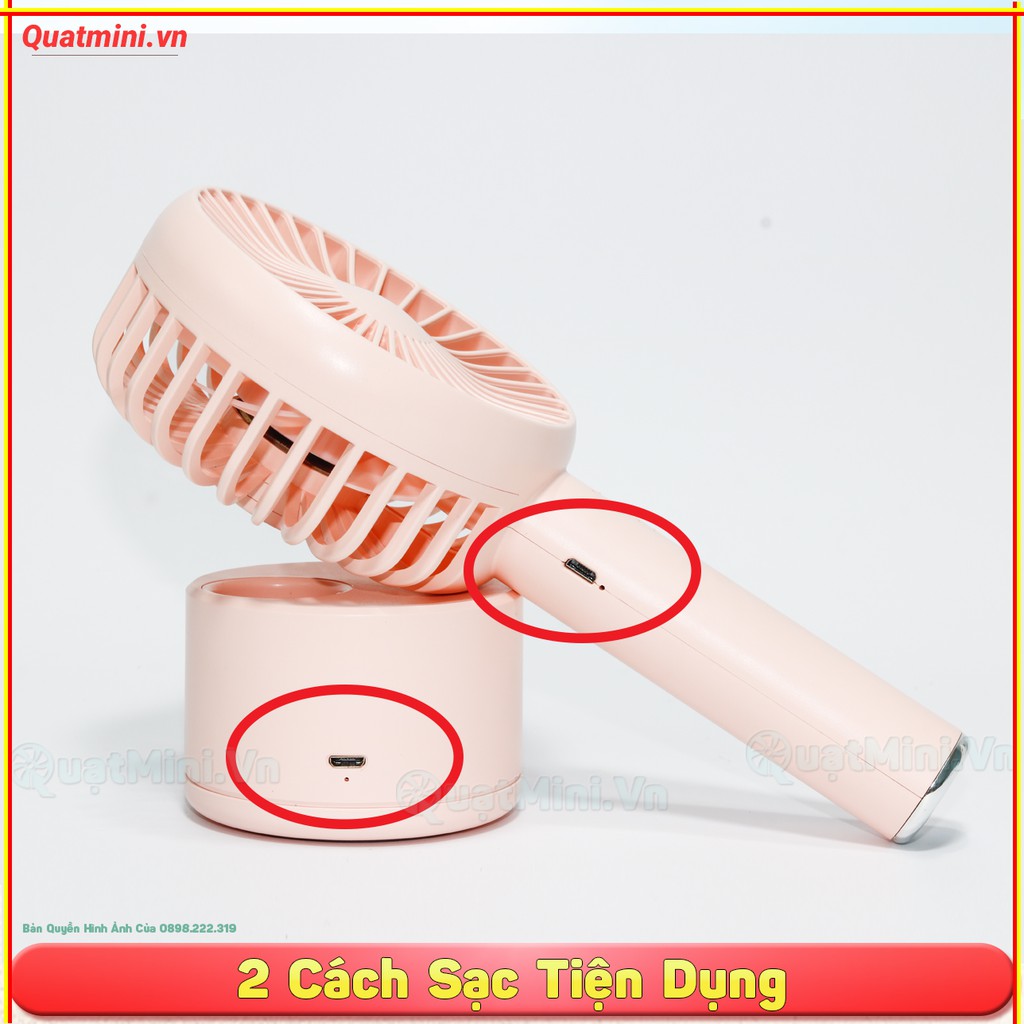 Quạt Cầm Tay 5 Cấp Độ Số [Tích Hợp Đế Sạc][Quay Trái Phải][2000mah] | BigBuy360 - bigbuy360.vn