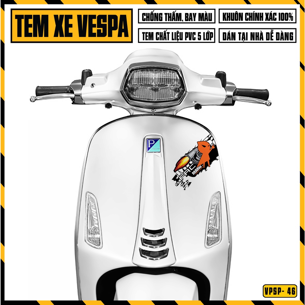 Tem Vespa Sprint / Primavera Thiết Kế Maru's Factory | VPSP46 | Team Decal Hình Dán Xe Máy Vespa Chống Nước Bền Màu