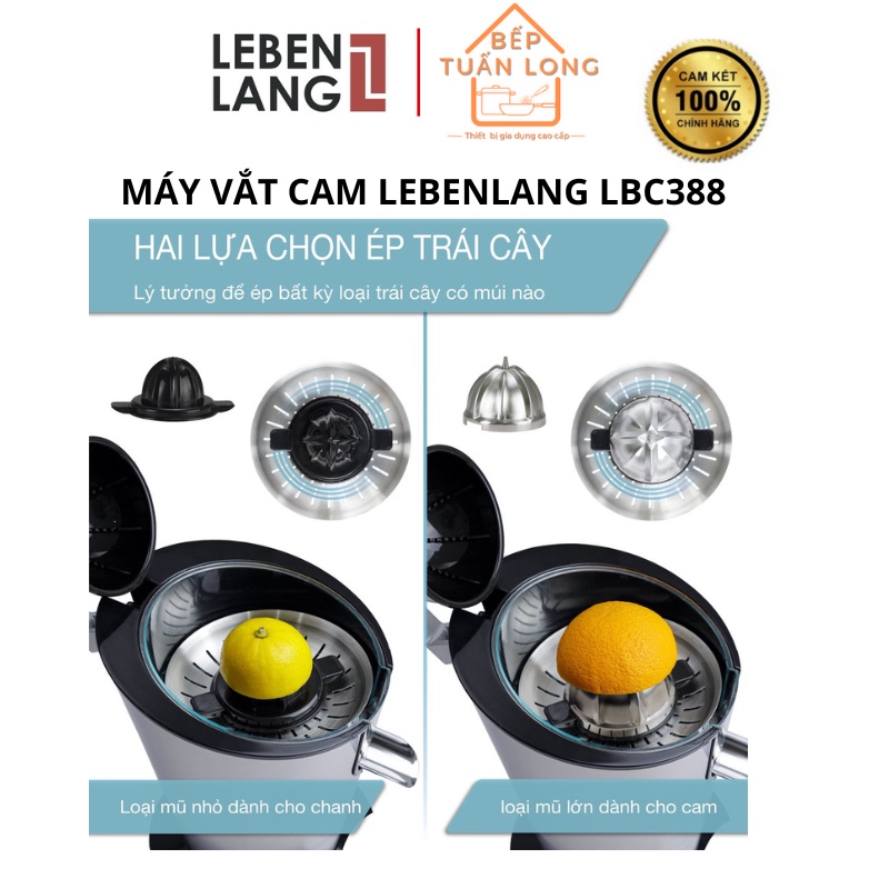 Máy vắt cam LEBENLANG LBC388 bằng inox cao cấp, dung tích 400ml, công suất 600W