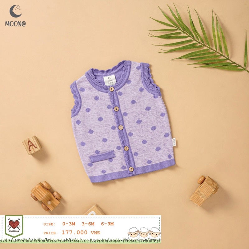 Moon - Áo gile len lông cừu siêu mềm mại  cho bé 0-9 tháng trai gái