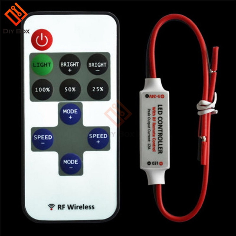 1Set 12V RF Mini Wireless Controller Switch LED Dimmer with Remote Switch Mini In-line LED Light Controller/Dimmer High Quality