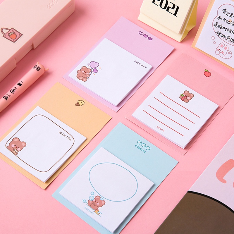 Set 30 giấy ghi chú hình gấu và thỏ dễ thương