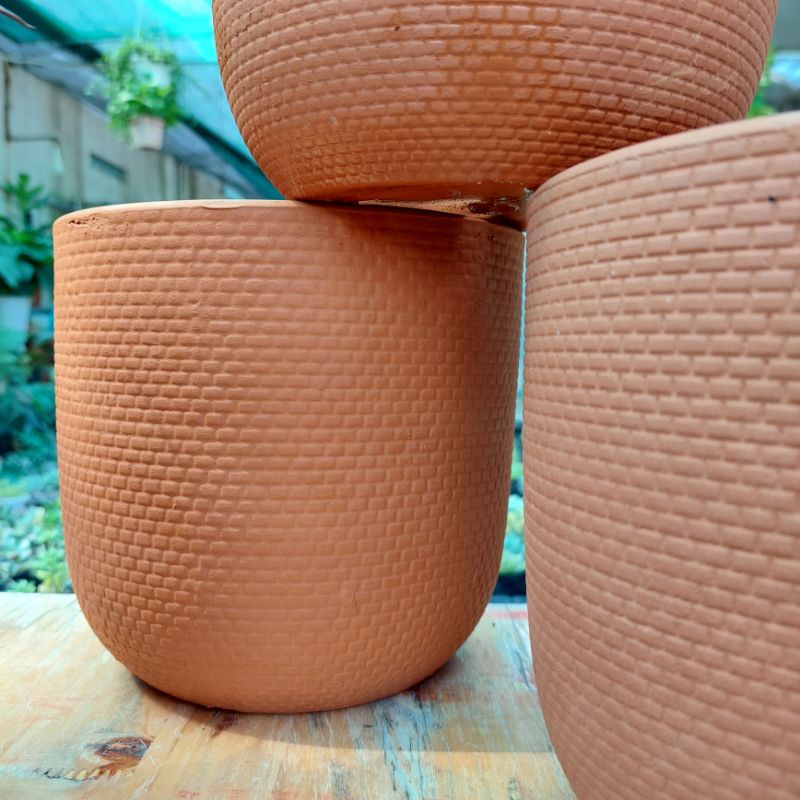 Chậu đất nung, Chậu sen đá - Trụ 1516, miệng chậu 15cm, chiều cao 16cm