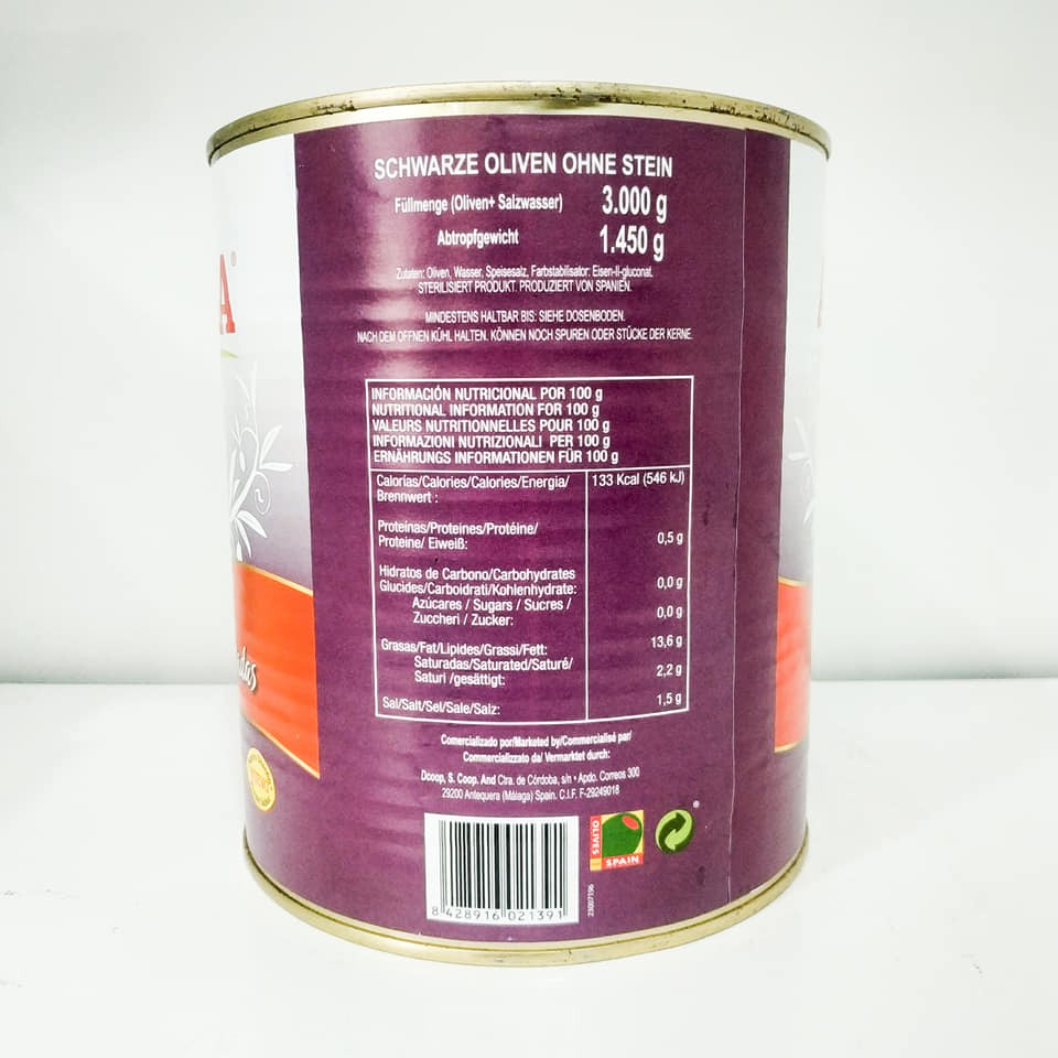 [Mã BMBAU50 giảm 7% đơn 99K] Trái Olive Nutri Garden Đen Tách Hạt Ngâm Nguyên Trái Hiệu Acorsa 3Kg/Hộp