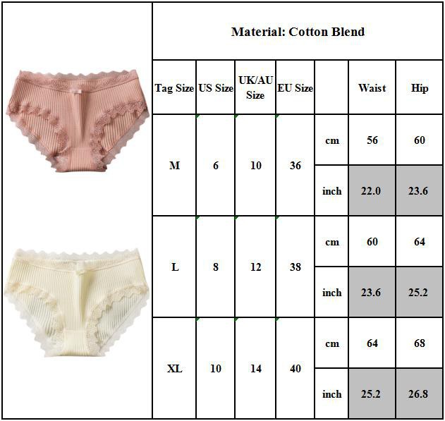 Quần lót cotton lưng thấp phối ren giấu đường may quyến rũ tùy chọn màu sắc