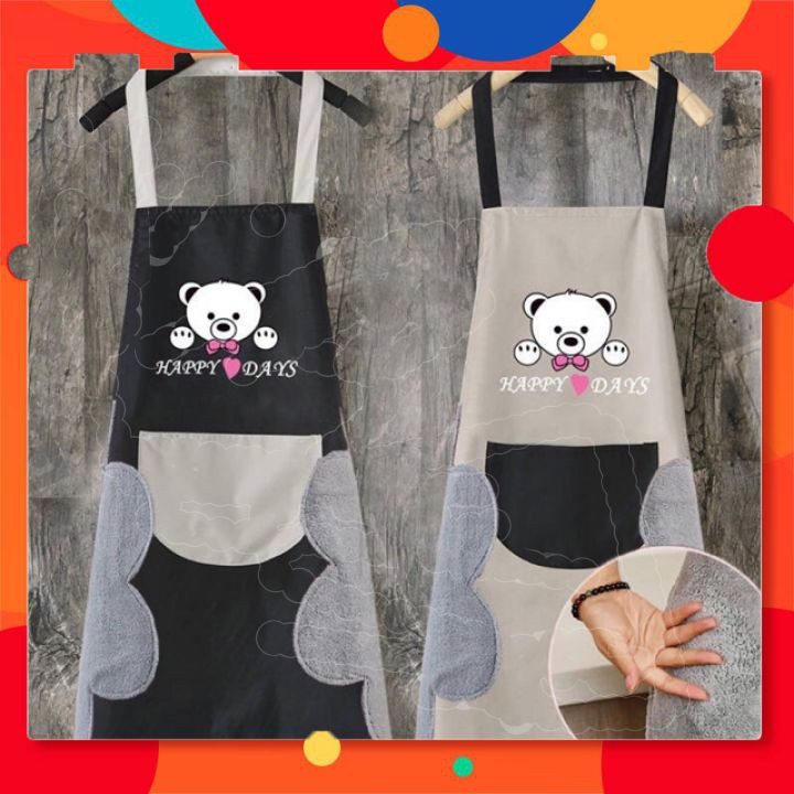 Tạp dề hàn quốc có túi, có chỗ lau tay tiện lợi không thấm nước và ngăn mùi hiệu quả Hình Gấu | BigBuy360 - bigbuy360.vn