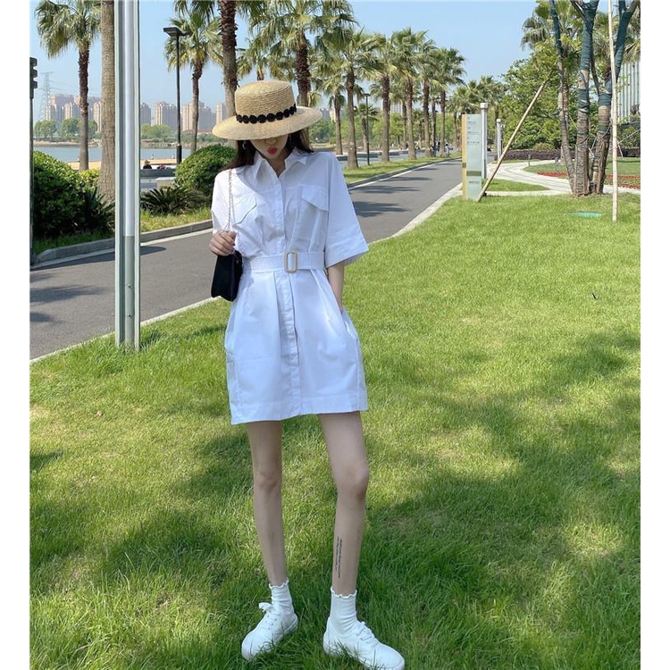 Đầm Sơ Mi Dáng Rộng Chiết Eo Phong Cách Hàn Quốc Thời Trang Mùa Hè Hàng Mới Dành Cho Bạn Nữ
