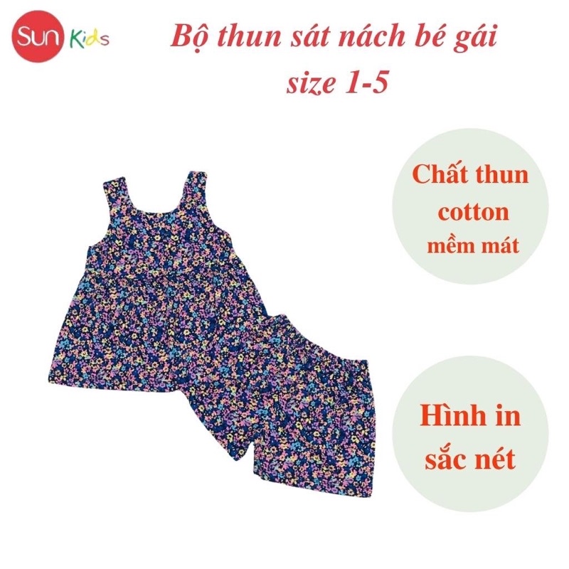 Đồ bộ thun bé gái, đồ bộ trẻ em chất cotton, có nhiều màu, size 1-5 tuổi - SUNKIDS1