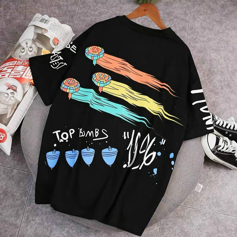 Áo thun tay lỡ form rộng unisex nam nữ mặc đẹp in hình 2 mặt cá tính 2 màu đen,trắngT33 - Sung