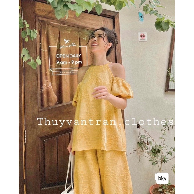 Set áo yếm hoa ren mix quần suông