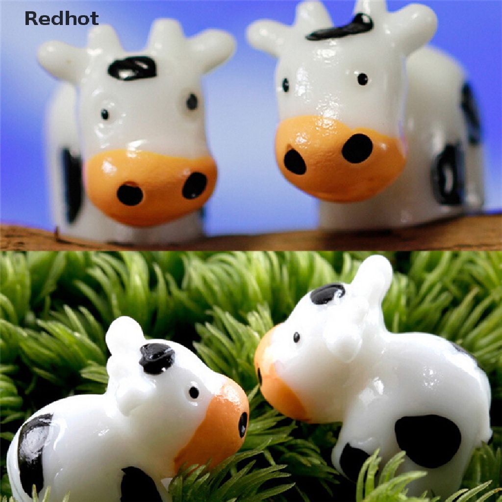 Bộ 2 Mô Hình Bò Sữa Mini Dễ Thương Trang Trí Sân Vườn