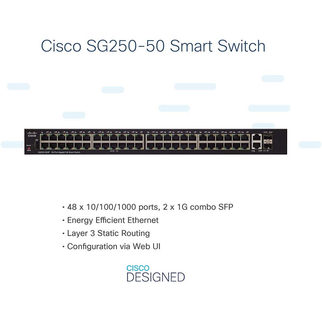 Thiết Bị Mạng Switch 50 Port Gigabit Smart CISCO SG250-50-K9 chính hãng có CO, CQ